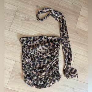 Amina Blu Leopard Tube Top Women's size Small matching scarf